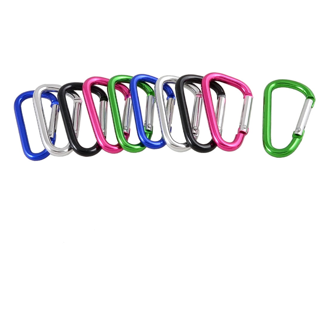 Unique Bargains Colorful Aluminum Carabiner Keychain Clip D Shaped Keyring 10pcs