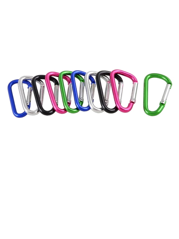 Colorful Aluminum Carabiner Keychain Clip D Shaped Keyring 10pcs