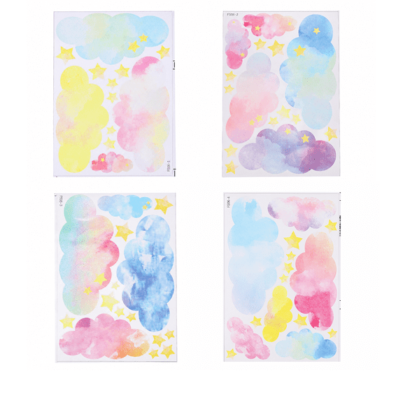 Unique Bargains Colorful Cloud Star Wall Decals Set for Home Decor and Events