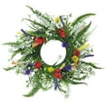 thumbnail image 1 of Unique Bargains Colorful Flower Front Door Wreath Farmhouse Spring Summer Decor Green 14", 1 of 7