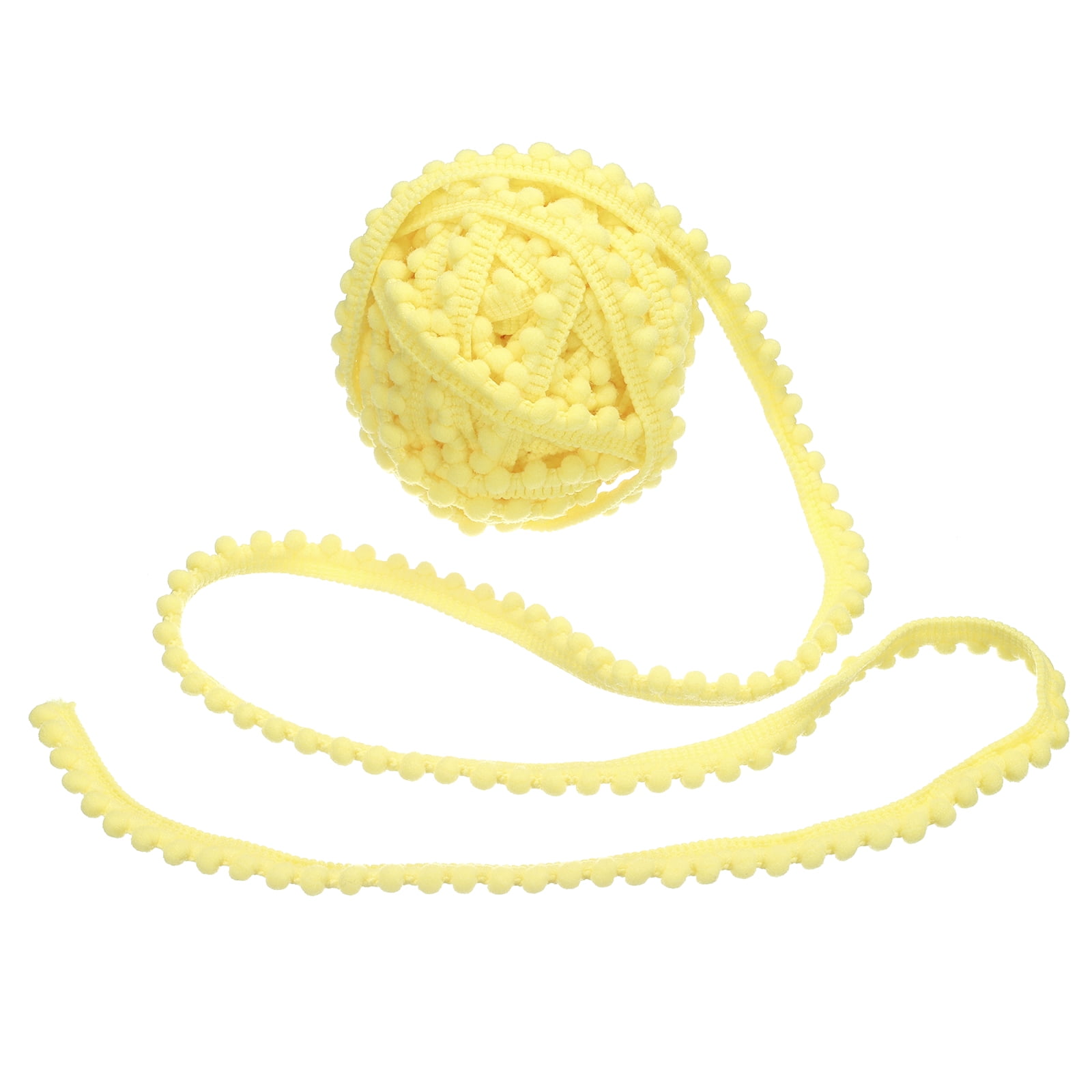 Unique Bargains Pom Trim Ribbon with Ball Fringe for DIY Craft Light Yellow