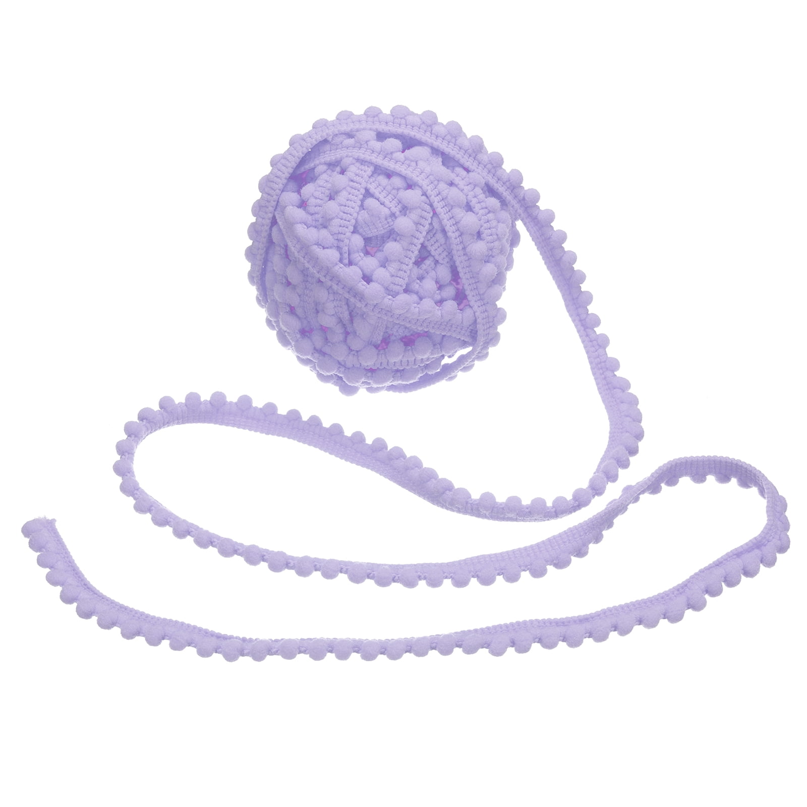 Unique Bargains Pom Trim Ribbon with Ball Fringe for DIY Craft Light Purple