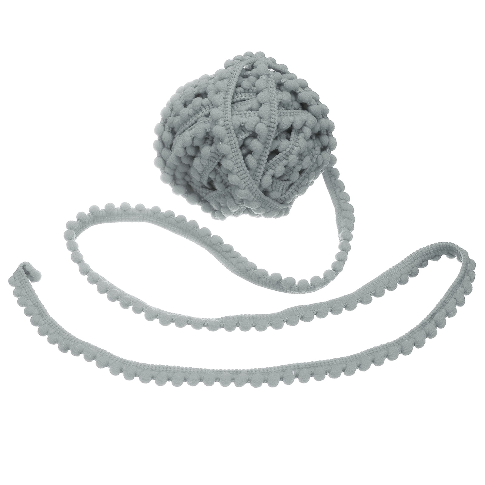 Unique Bargains Pom Trim Ribbon with Ball Fringe for DIY Craft Light Gray