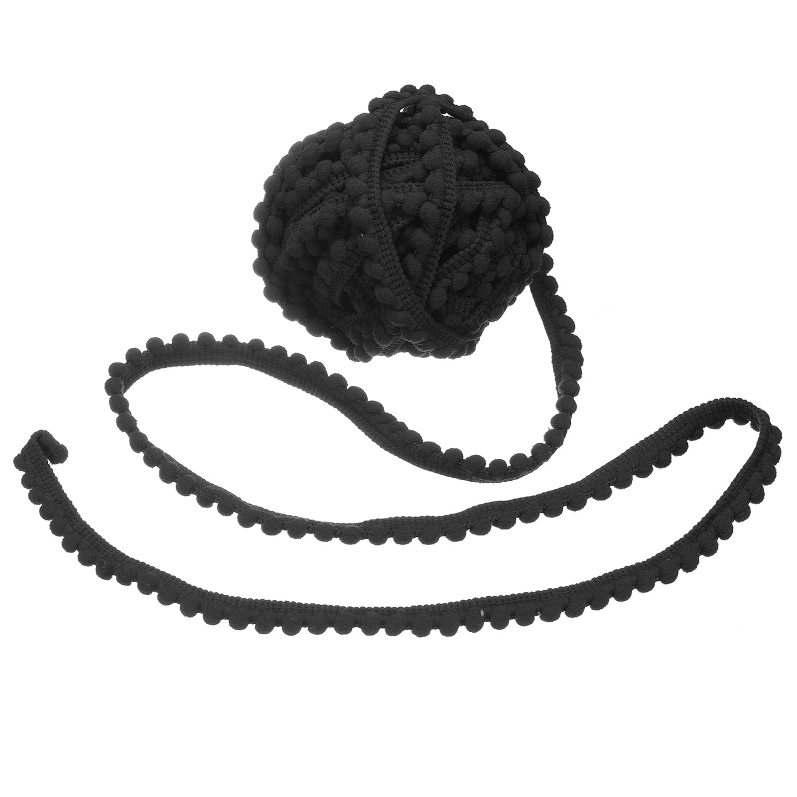 Unique Bargains Pom Trim Ribbon with Ball Fringe for DIY Craft Black