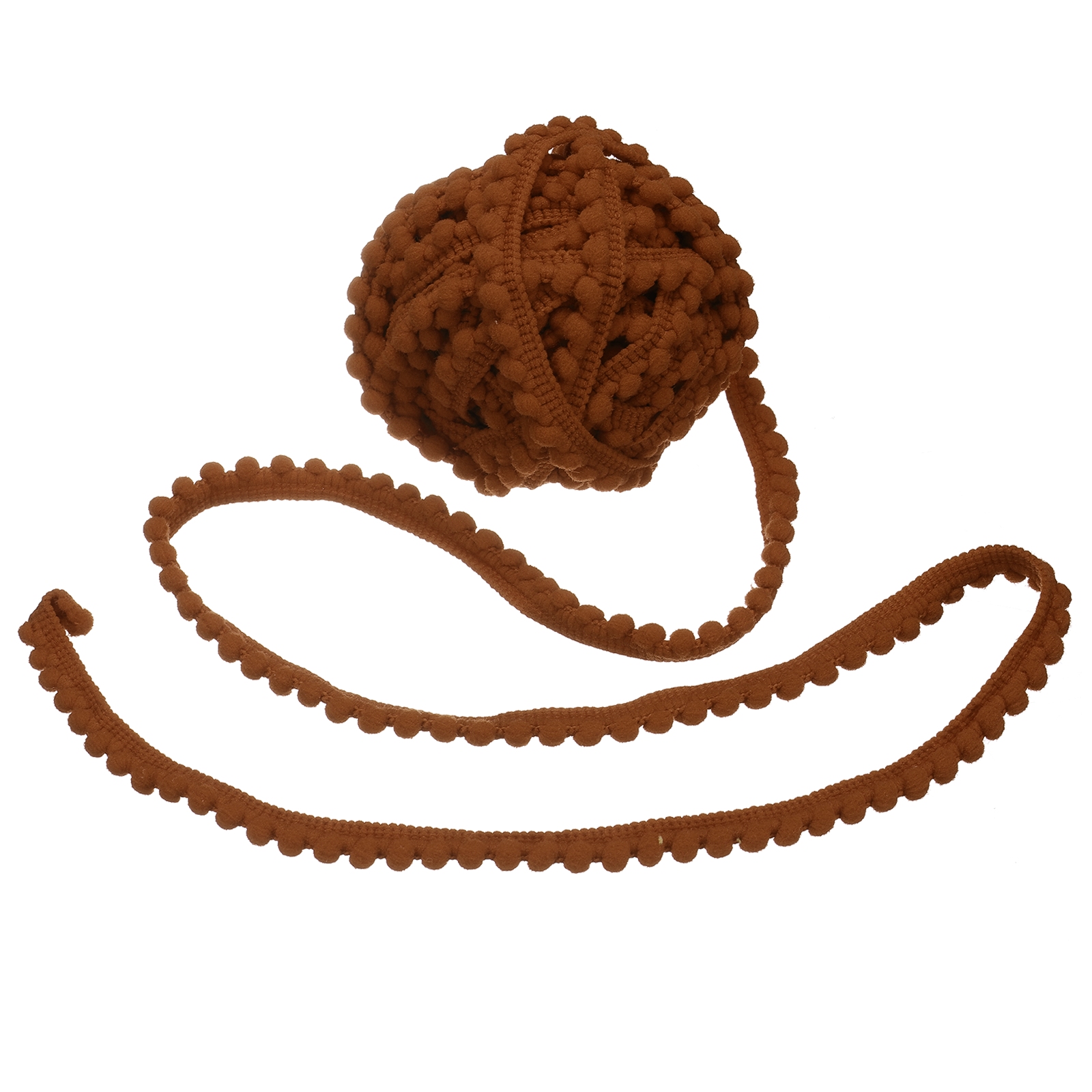 Unique Bargains Pom Trim Ribbon with Ball Fringe for DIY Craft Light Brown