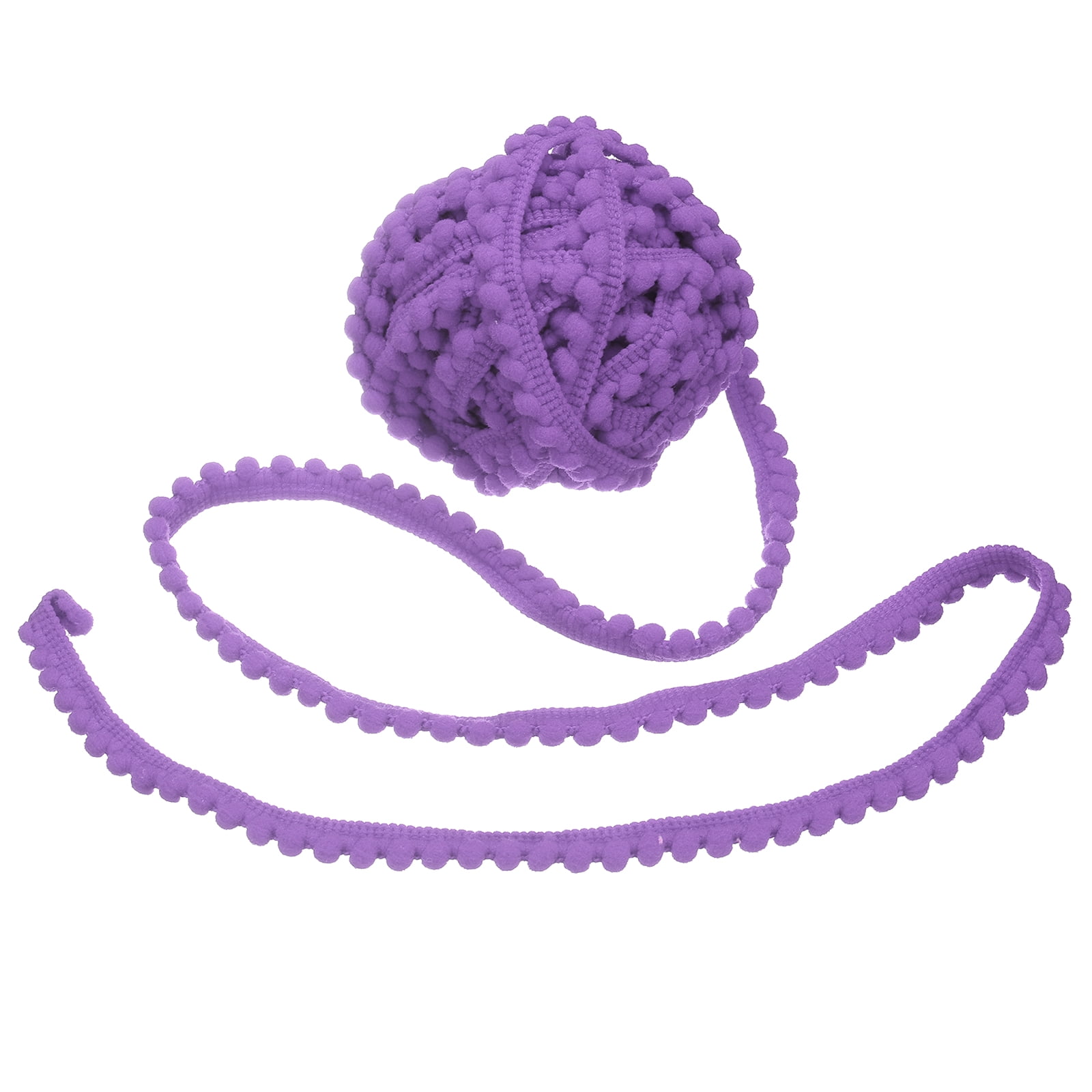 Unique Bargains Pom Trim Ribbon with Ball Fringe for DIY Craft Purple