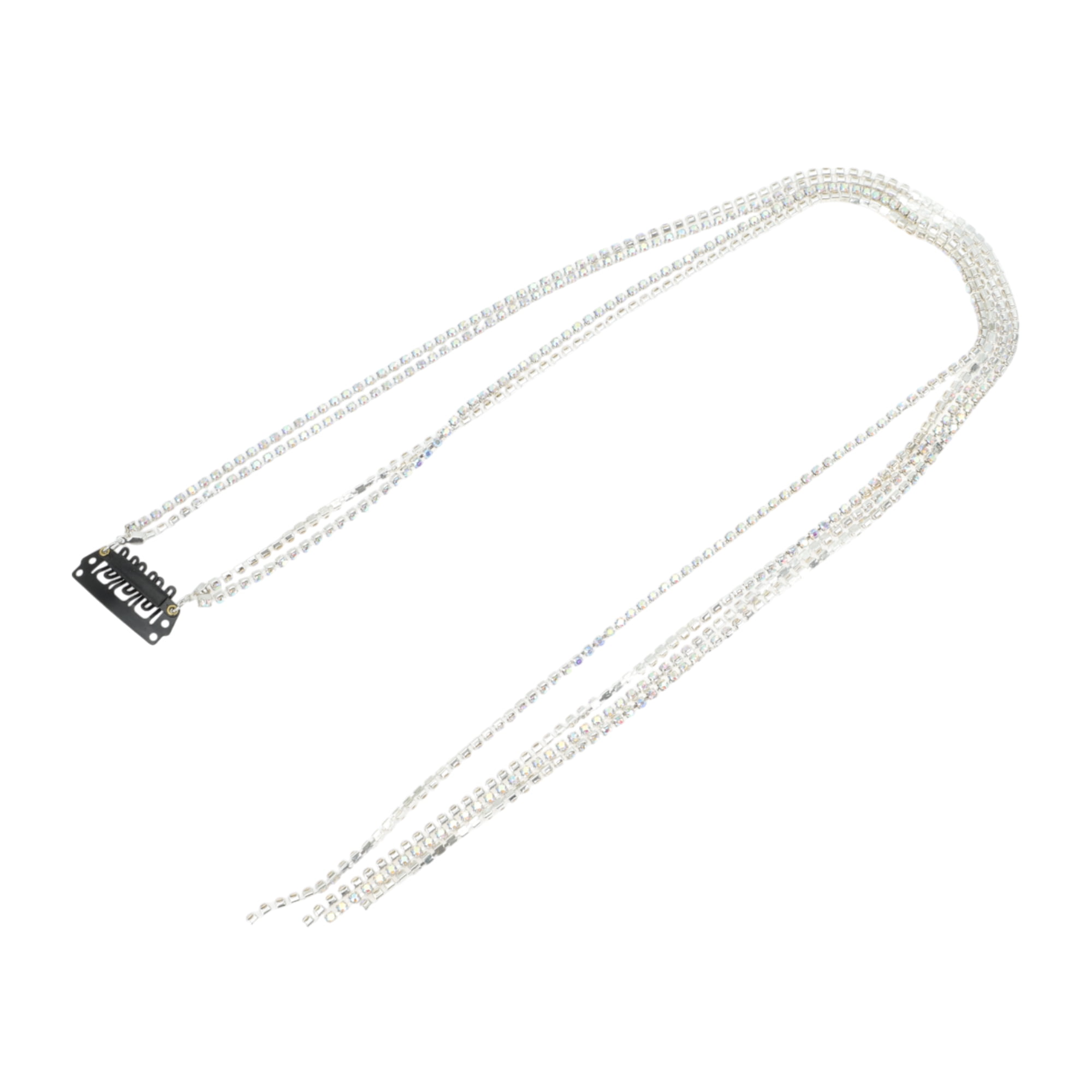 Unique Bargains Colorful Rhinestone Braided Hair Chain 1 Pc Vintage Silver Tone