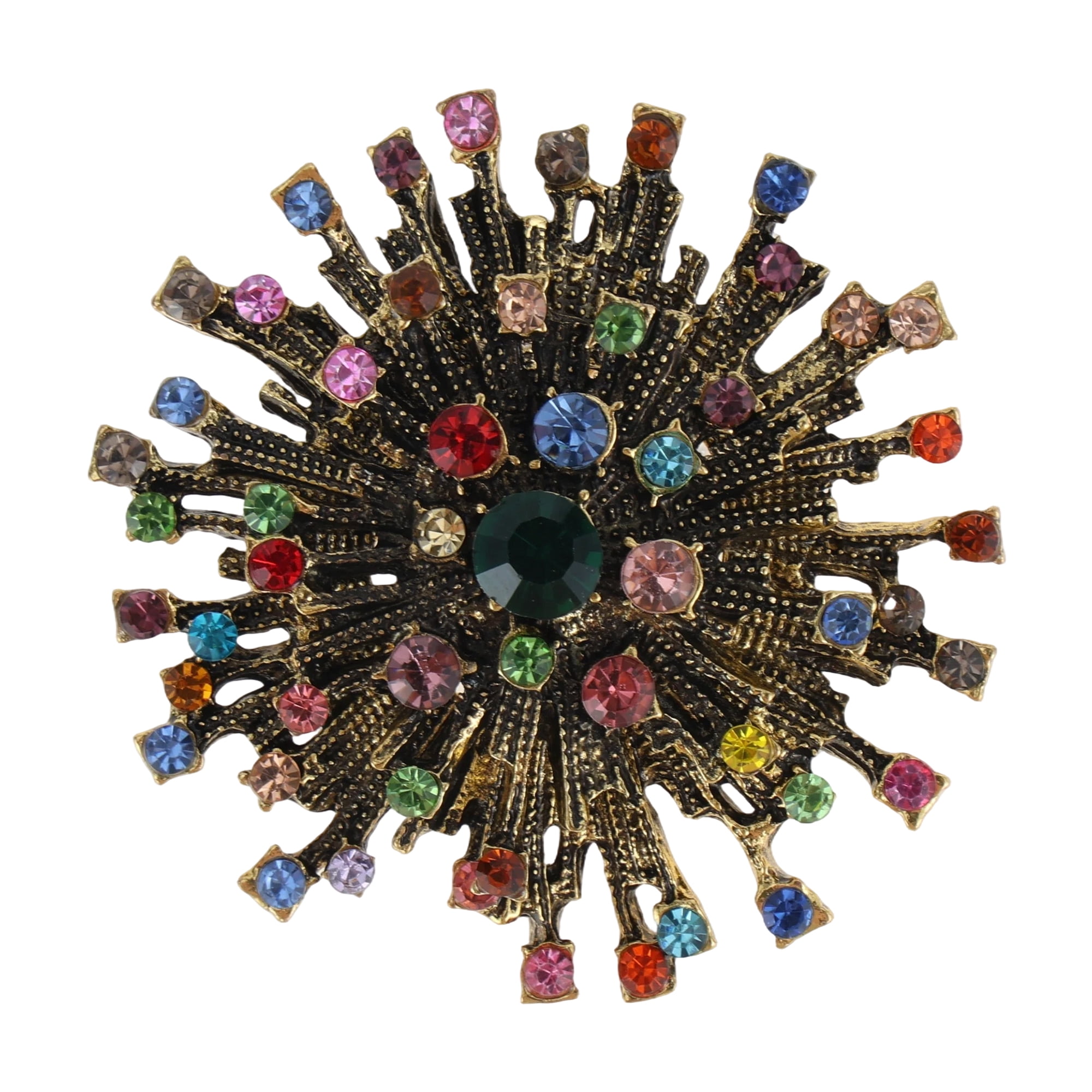 Unique Bargains Colorful Snowflake Rhinestone Brooch for Coats Jackets Dresses