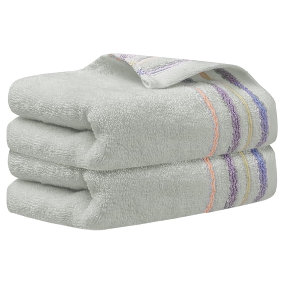 REGALWOVEN Colorful Striped Pattern 2 Pack Hand Towels Quick Drying Towel Light Grey 13" x 30"
