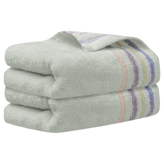 REGALWOVEN Colorful Striped Pattern 2 Pack Hand Towels Quick Drying Towel Light Grey 13' x 30'
