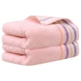 thumbnail image 1 of REGALWOVEN Colorful Striped Pattern 2 Pack Hand Towels, Quick Drying Towel for Bathroom, Travel, Camp Pink 13" x 30", 1 of 7
