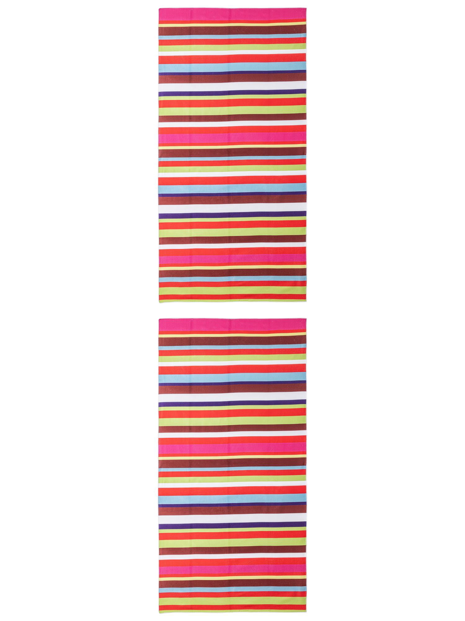 Unique Bargains Colorful Striped Super Absorbent Beach Towel Multicolor 2 Pack