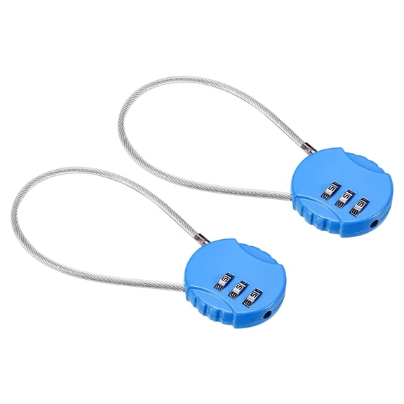 Unique Bargains Combination Lock 3 Digit Luggage Padlock for Gym Locker Bright Blue 2Pcs