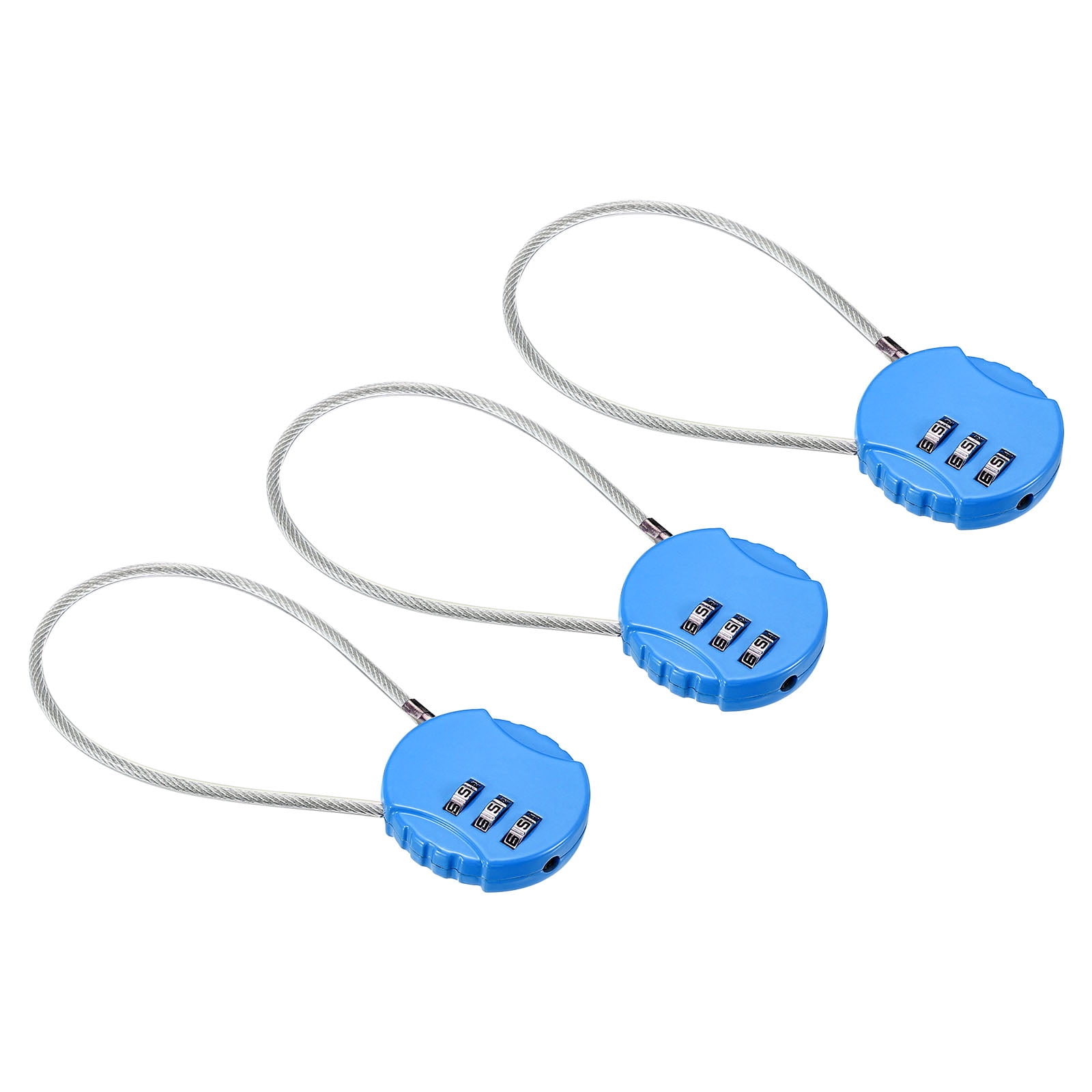 Unique Bargains Combination Lock 3 Digit Luggage Padlock for Gym Locker Bright Blue 3Pcs
