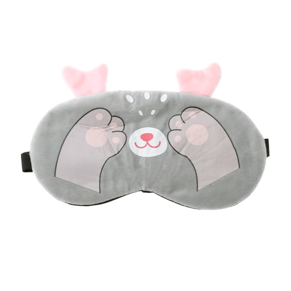 Unique Bargains Comfortable Adjustable Cartoon Cat Paw Eye Mask for Home Design Gray