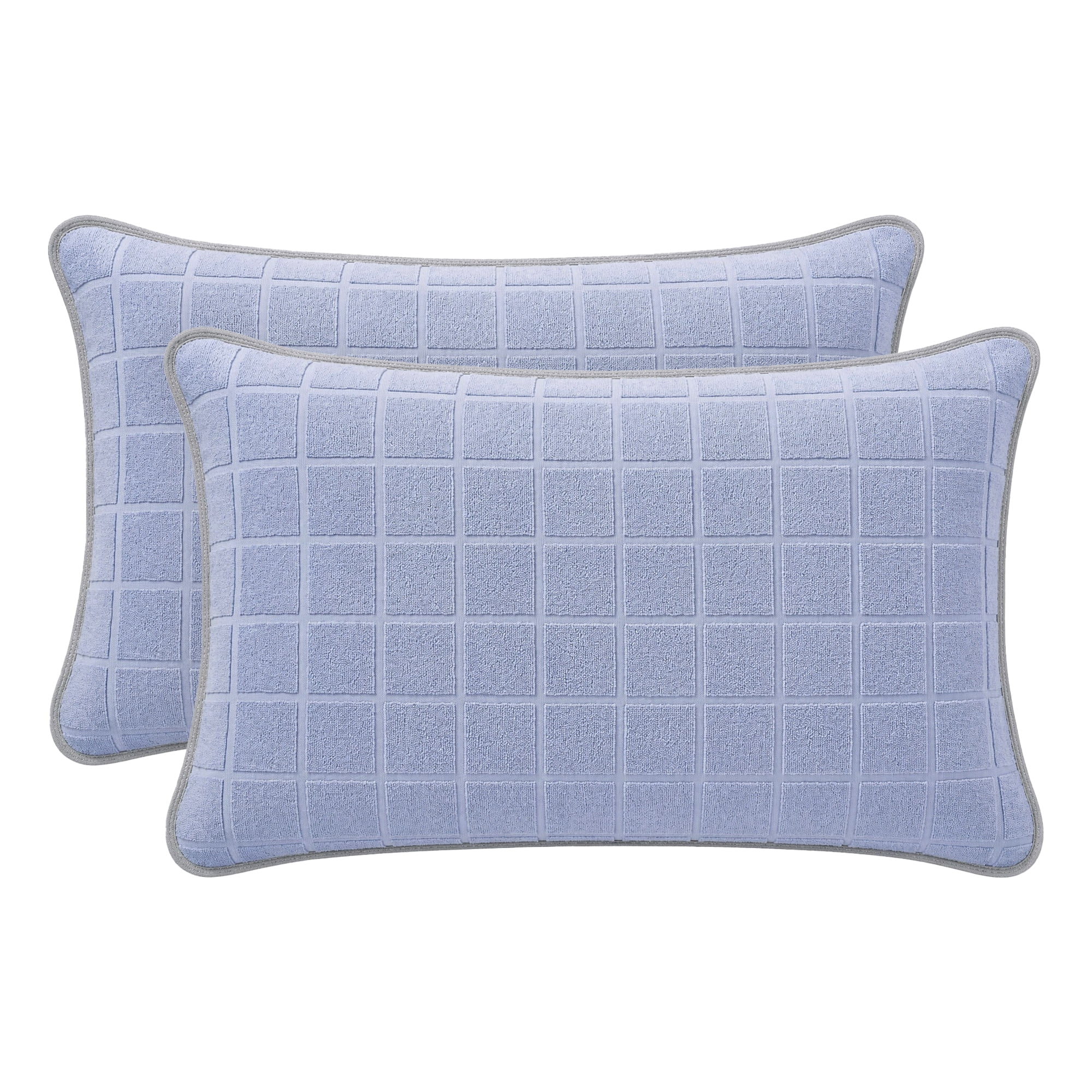 Unique Bargains Comfortable Breathable Cotton Pillow Protector with Outer Pockets Blue