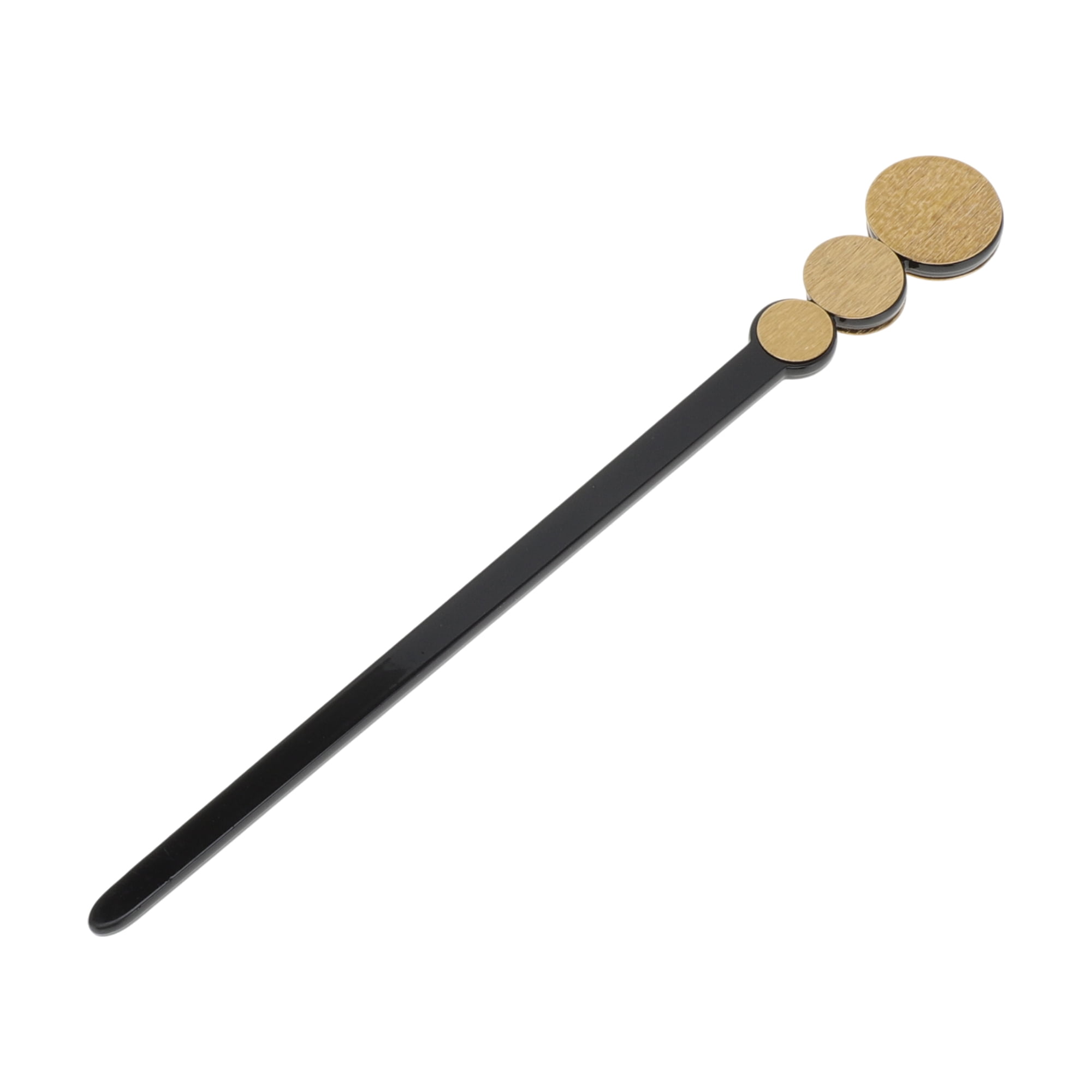 Unique Bargains Comfortable Three Circles Hair Chopstick for Women 1 Pc Black, Gold Tone