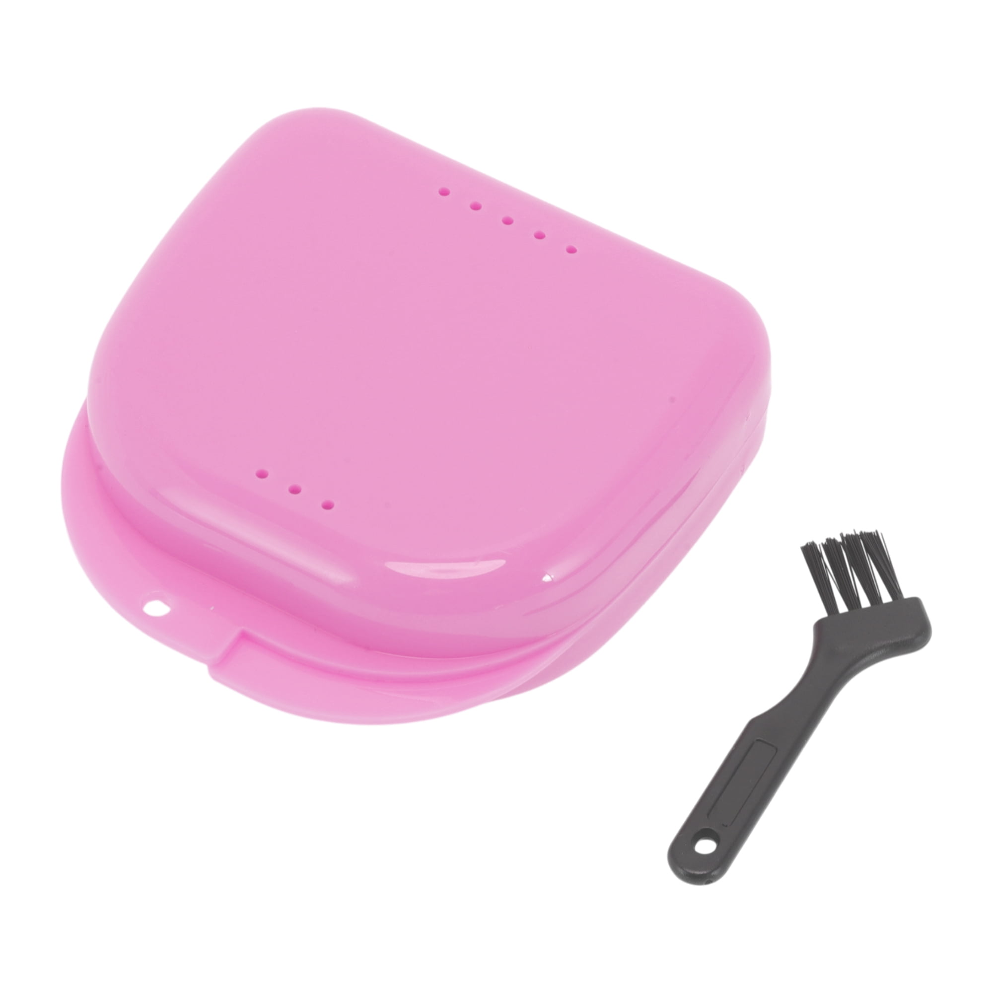 Unique Bargains Compact Braces Box with Brush 1 Set Pink