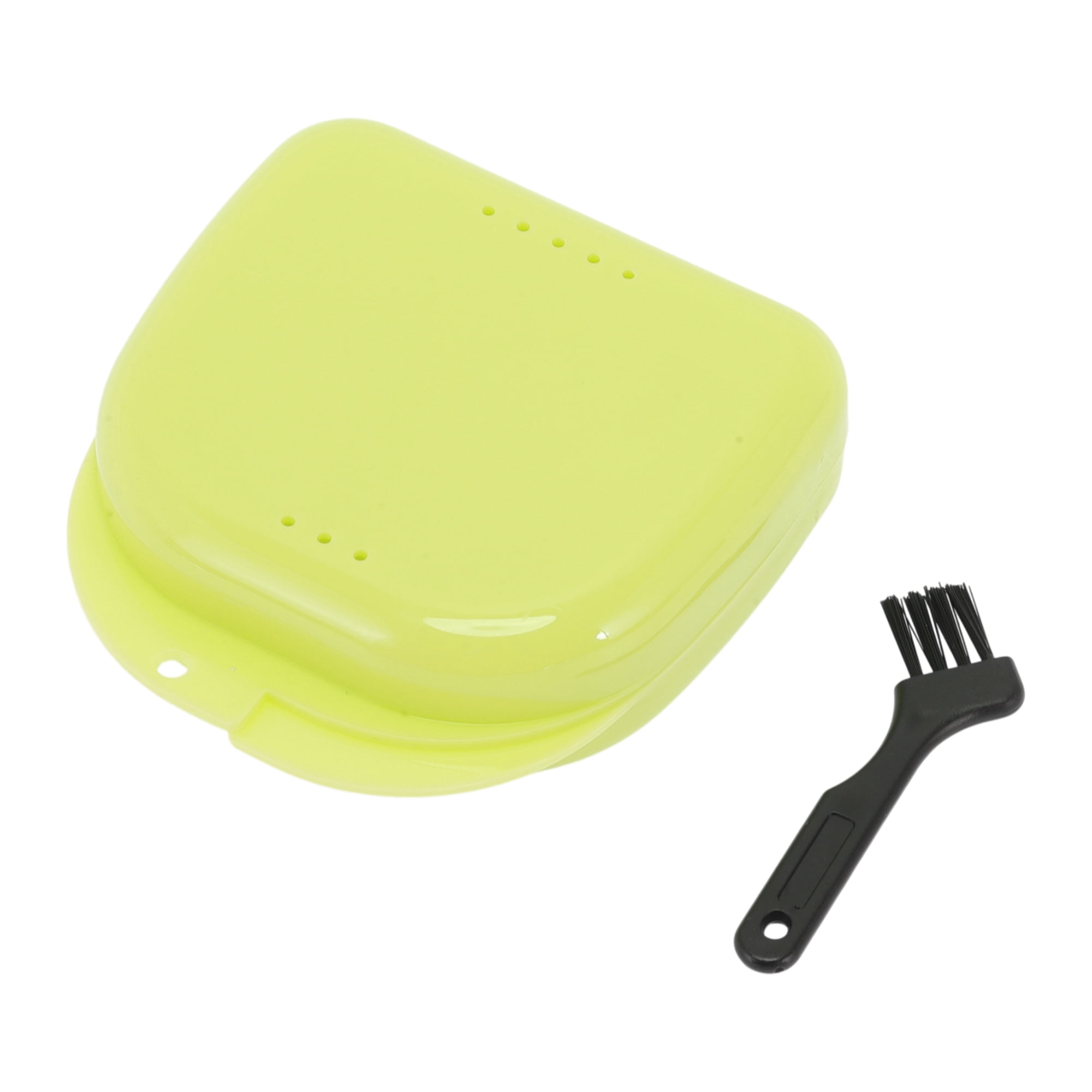 Unique Bargains Compact Braces Box with Brush 1 Set Yellow