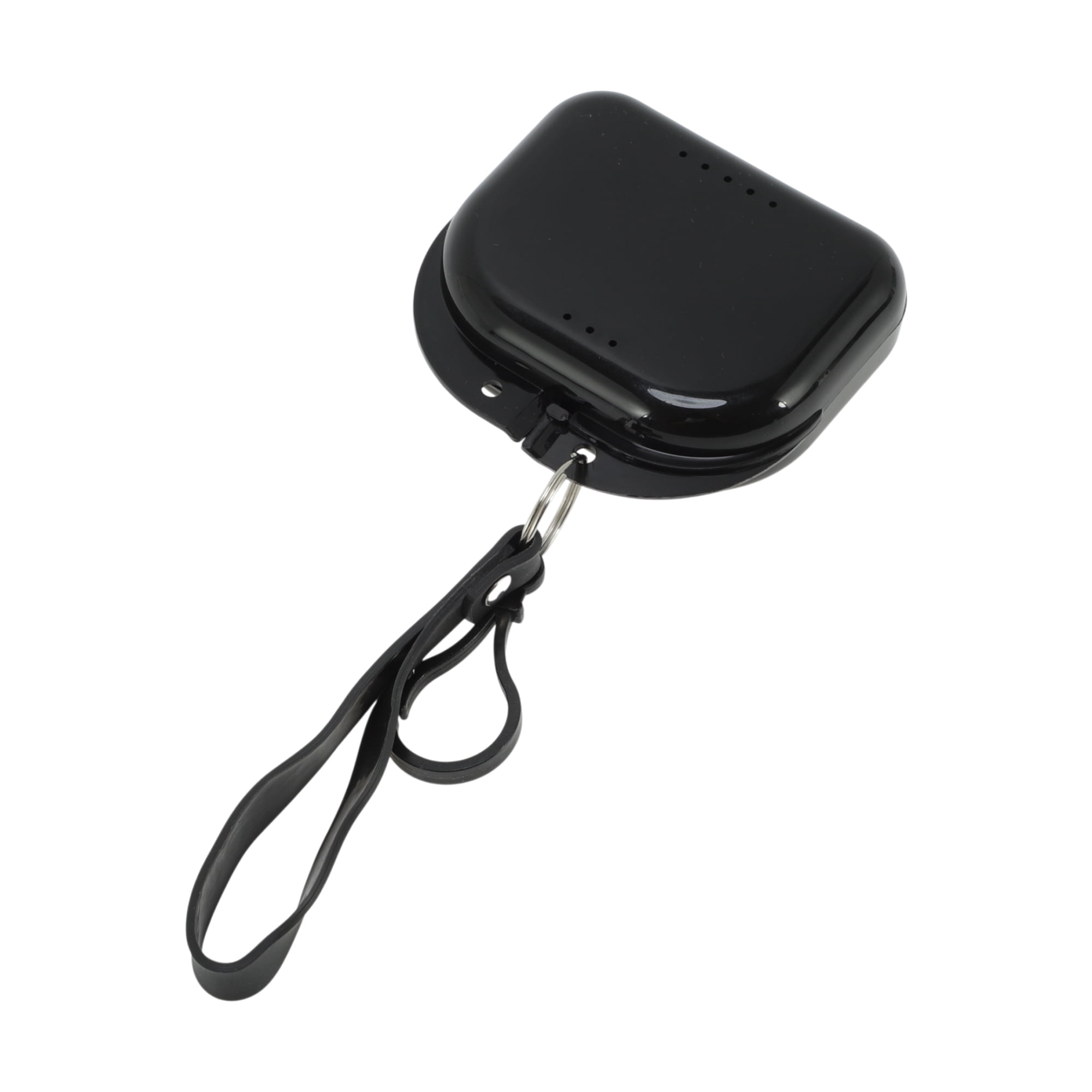 Unique Bargains Compact Braces Box with Lanyard 1 Pc Black