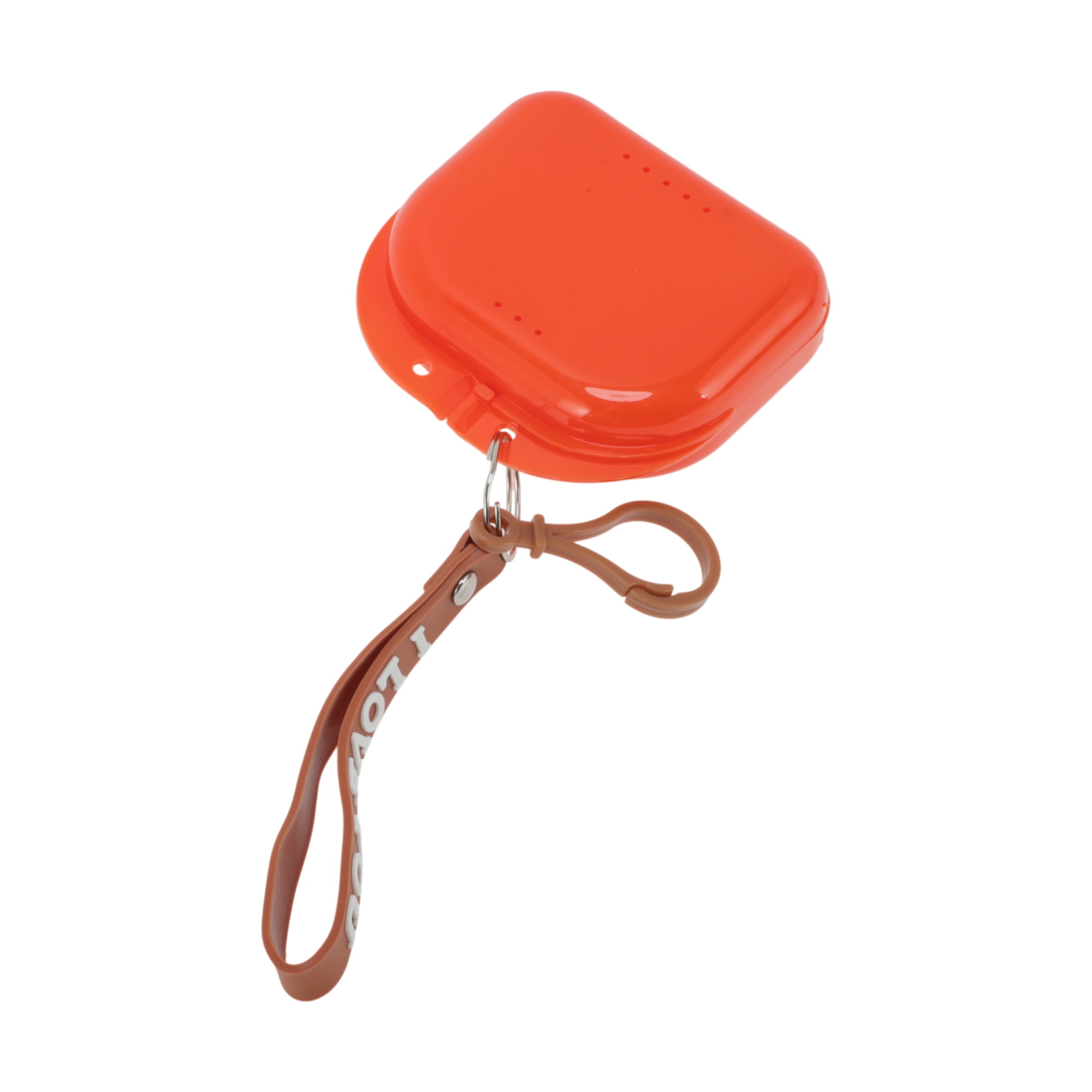 Unique Bargains Compact Braces Box with Lanyard 1 Pc Orange, Brown