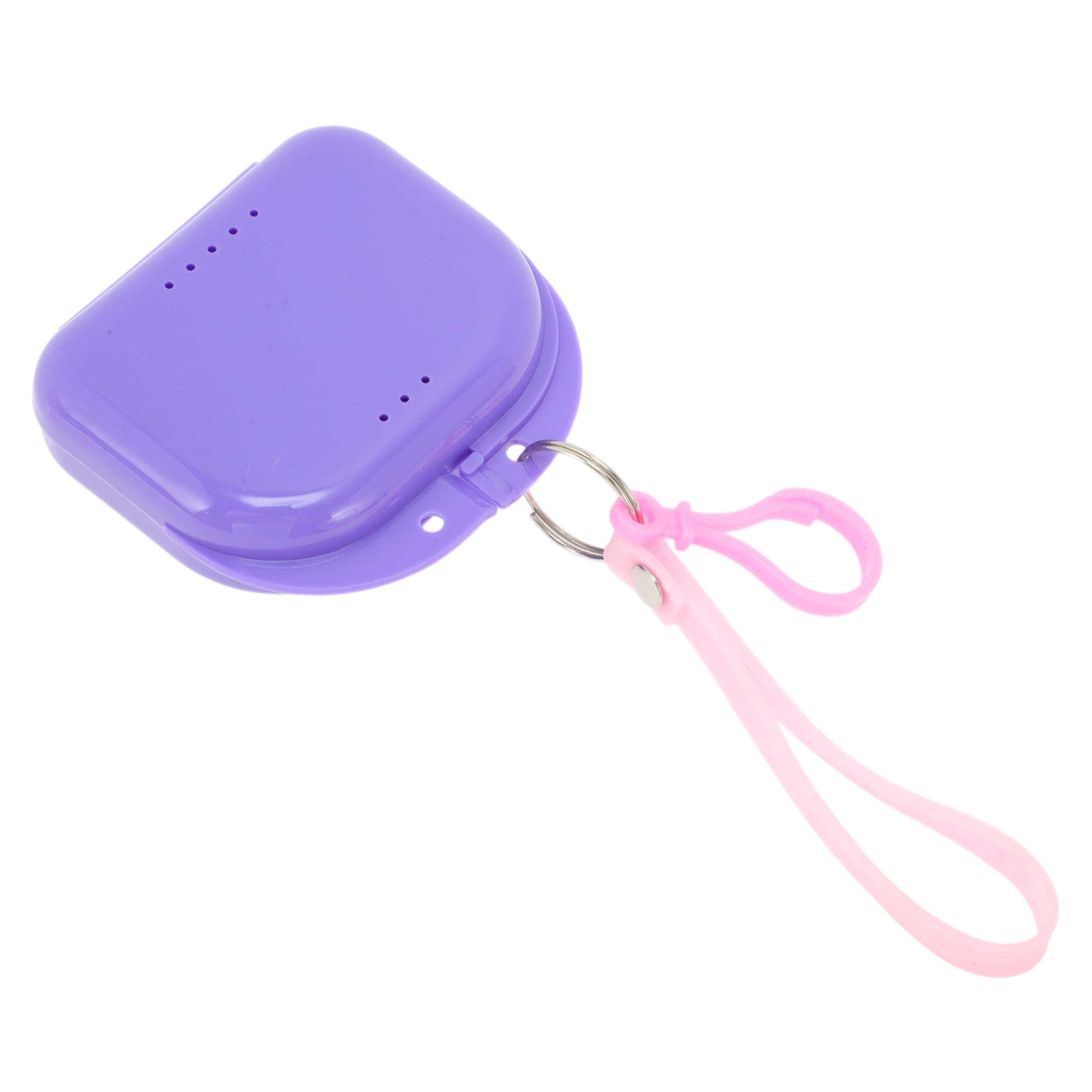 Unique Bargains Compact Braces Box with Lanyard 1 Pc Purple, Pink
