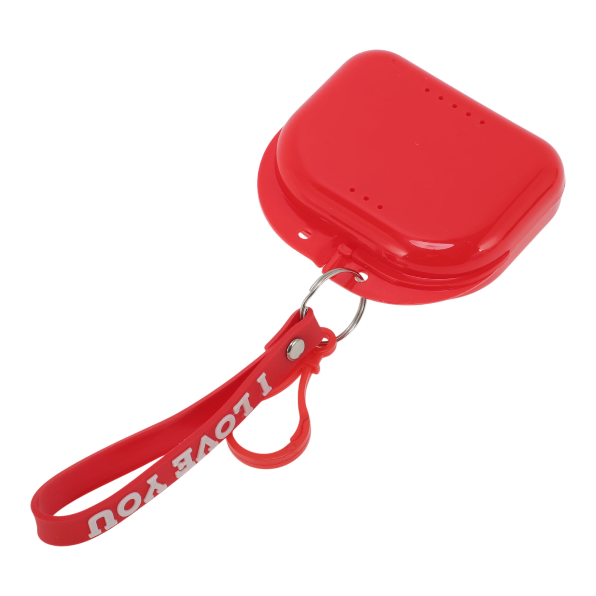 Unique Bargains Compact Braces Box with Lanyard 1 Pc Red