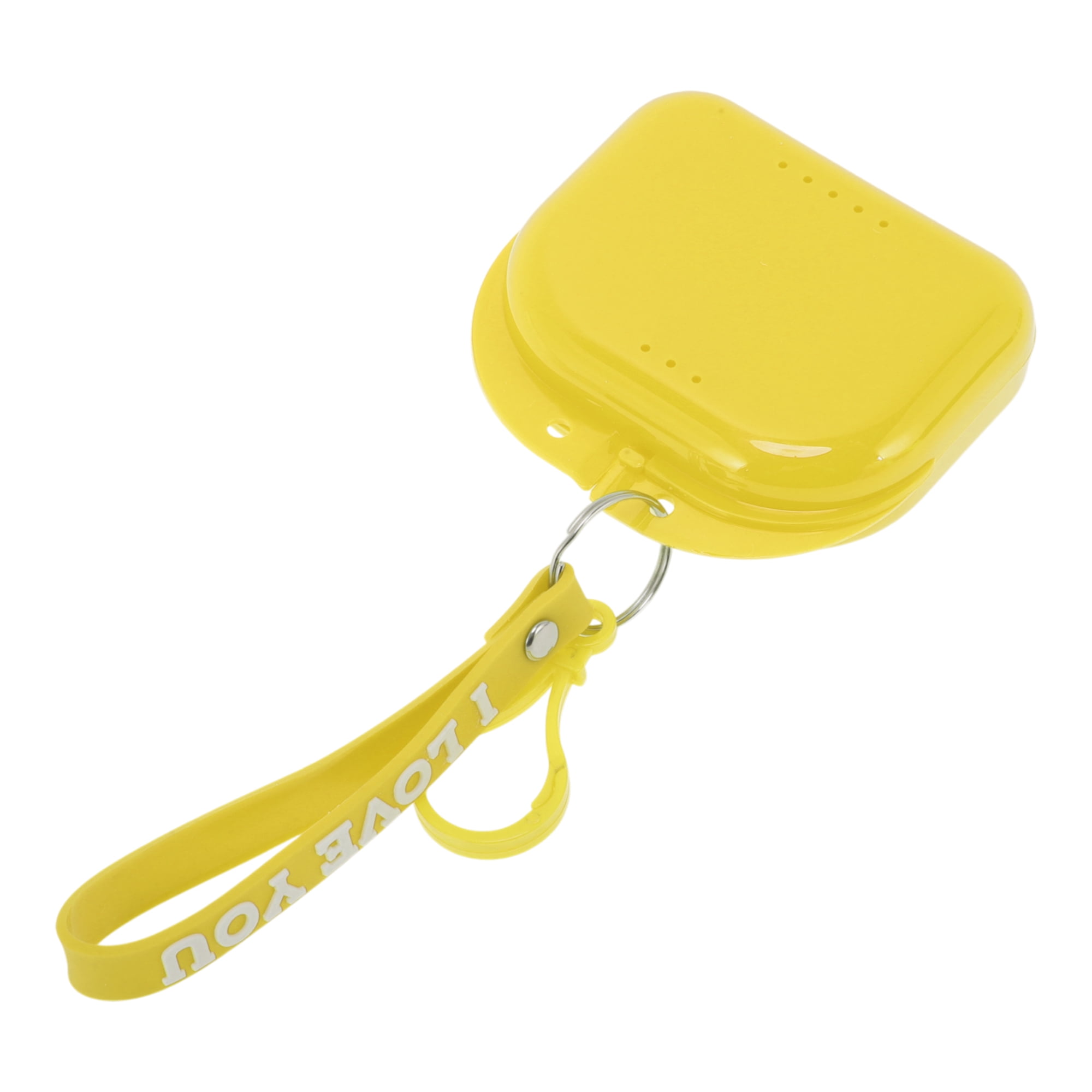 Unique Bargains Compact Braces Box with Lanyard 1 Pc Yellow