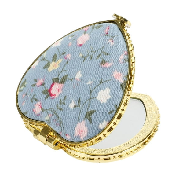 Unique Bargains Compact Heart Shape Pocket Mini Mirror for Purse Blue