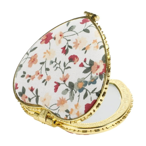 Unique Bargains Compact Heart Shape Pocket Mini Mirror for Purse White