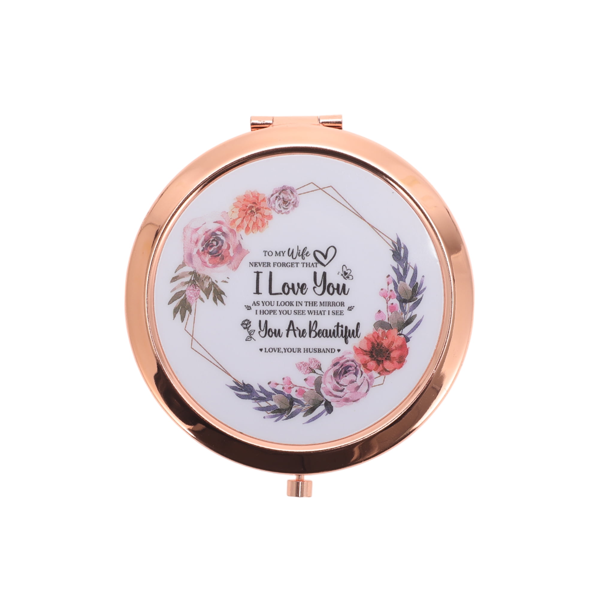 Unique Bargains Compact Makeup Mirror Rose Gold Tone 1 Pc