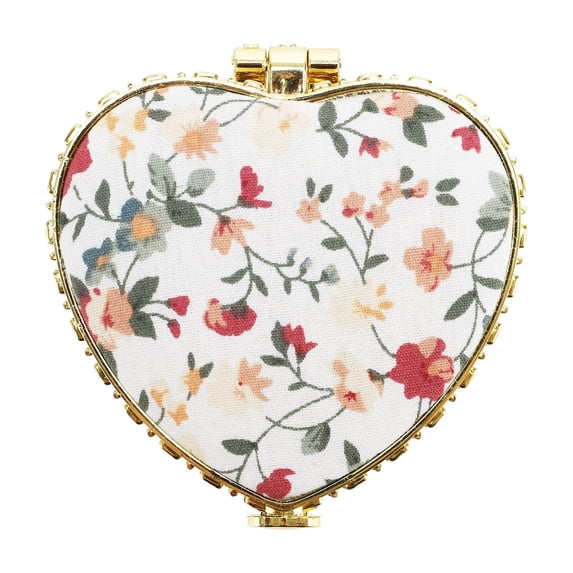 Unique Bargains Floral Heart-Shaped Compact Mirror - Mini Pocket Mirror for Purse White