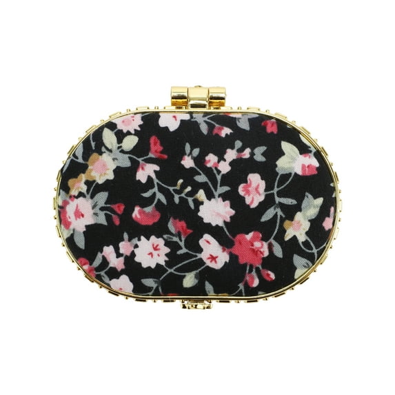 Compact Mirror for Purses Flower Pocket Mirror Oval Mini Mirror Floral Small Mirror for Purse Black