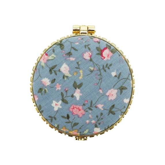 Compact Mirror for Purses Flower Pocket Mirror Round Mini Mirror Floral Small Mirror for Purse Blue