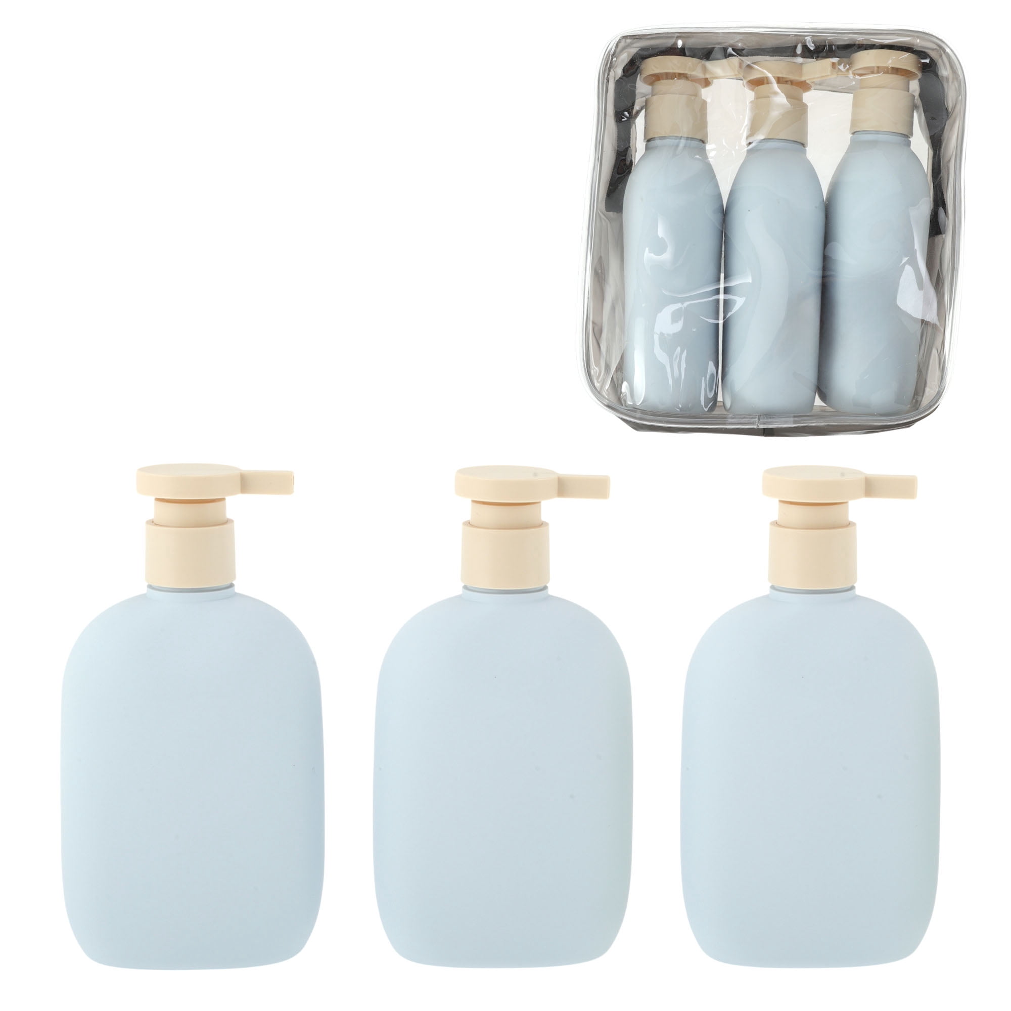 Unique Bargains Compact Plastic Travel Container 3 Pcs 260ml 3xBlue