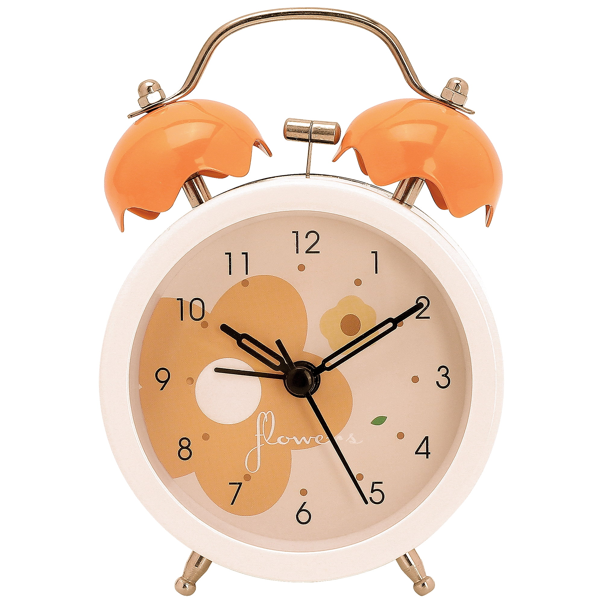 Unique Bargains Compact Size Silent Mechanical Alarm Clock Orange 3.3"L x 2.0"W x 5.1"H
