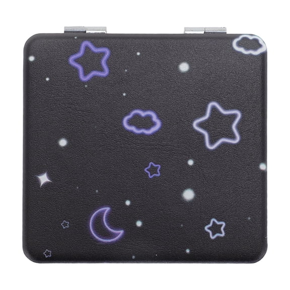 Unique Bargains Compact and Stylish 1 Pc Folding Makeup Mirror in Black Color