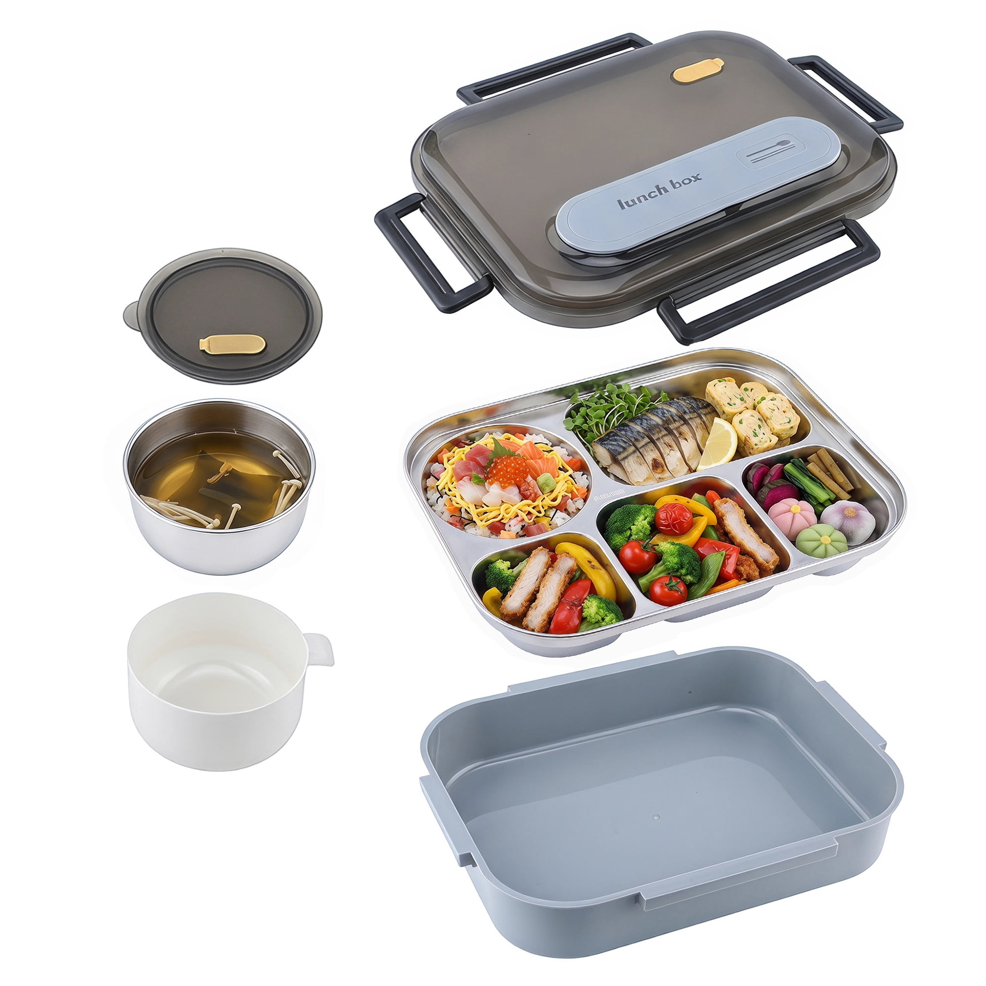 Unique Bargains Compartment Leak-Proof Meal Lunch Bento Box Blue-Gray-1