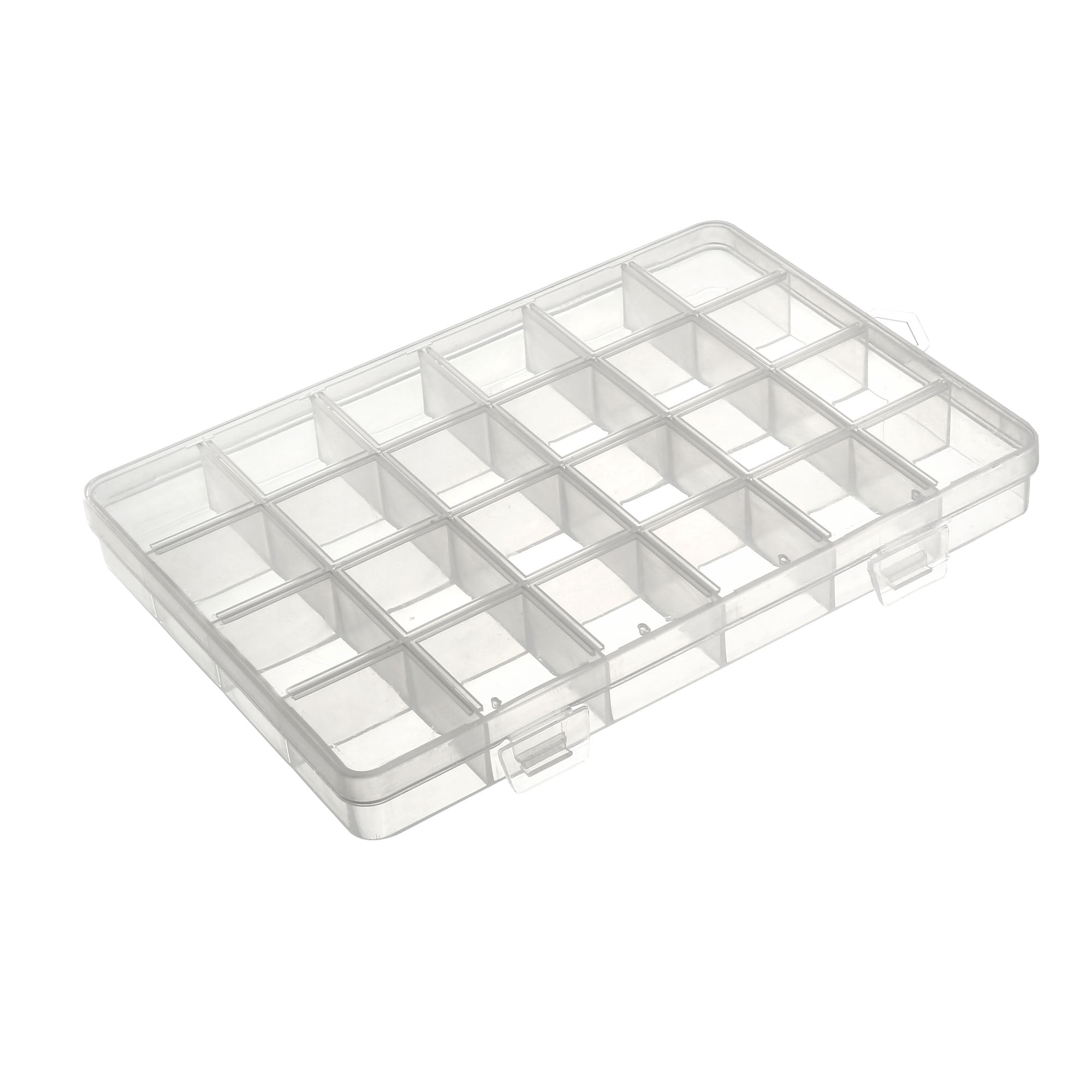 Unique Bargains Component Storage Box PP Fixed 24 Grids Clear White  193x132x22mm