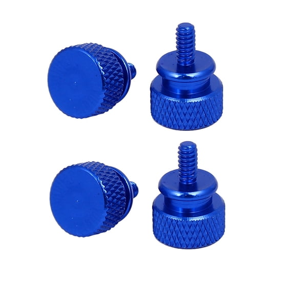 Unique Bargains Computer PC Case Fully Threaded Knurled Thumb Screws Dark Blue 6#-32 4Pcs