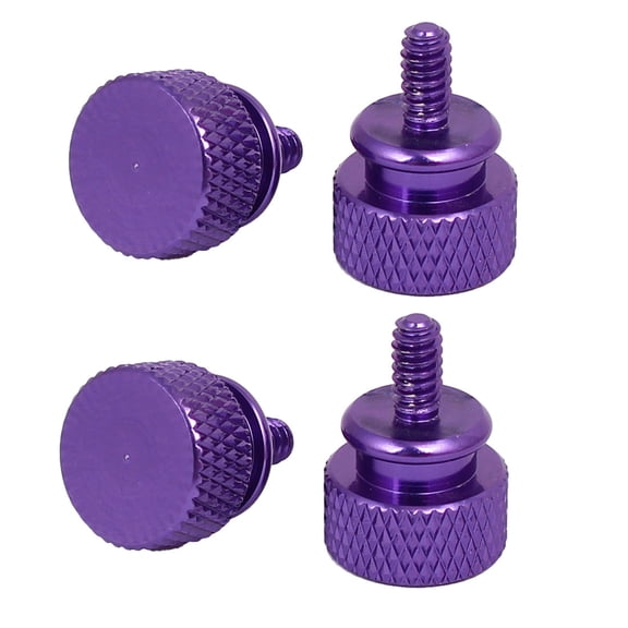 Unique Bargains Computer PC Case Fully Threaded Knurled Thumb Screws Purple 6#-32 4Pcs Aluminum Alloy