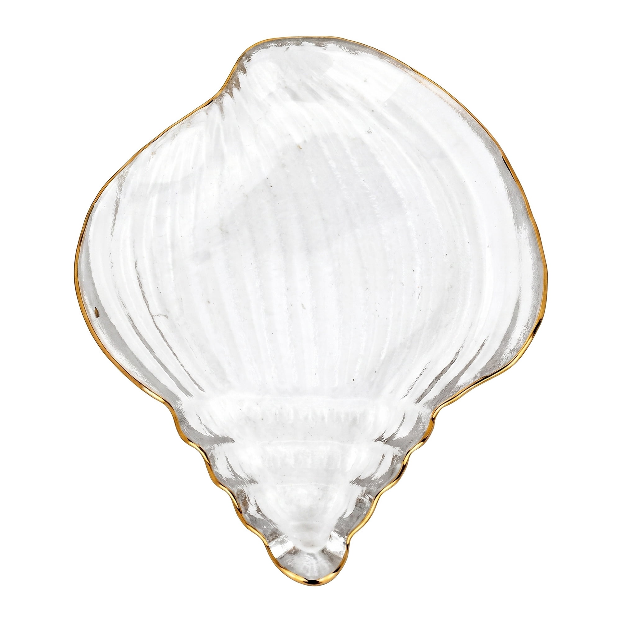 Unique Bargains Conch-Shaped Trinket Dish for Small Items Clear Gold 7.9"L x 6.1"W x 1.2"H