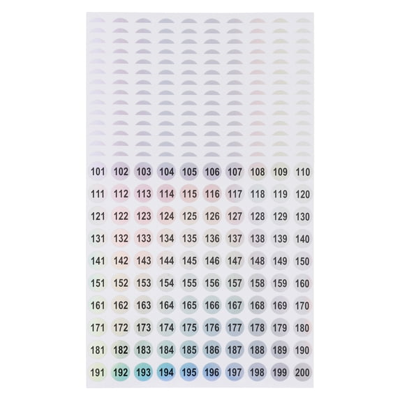 Unique Bargains Consecutive Numbers Gift Stickers 0.39"x0.39" 20Pcs Colorful (101-200)