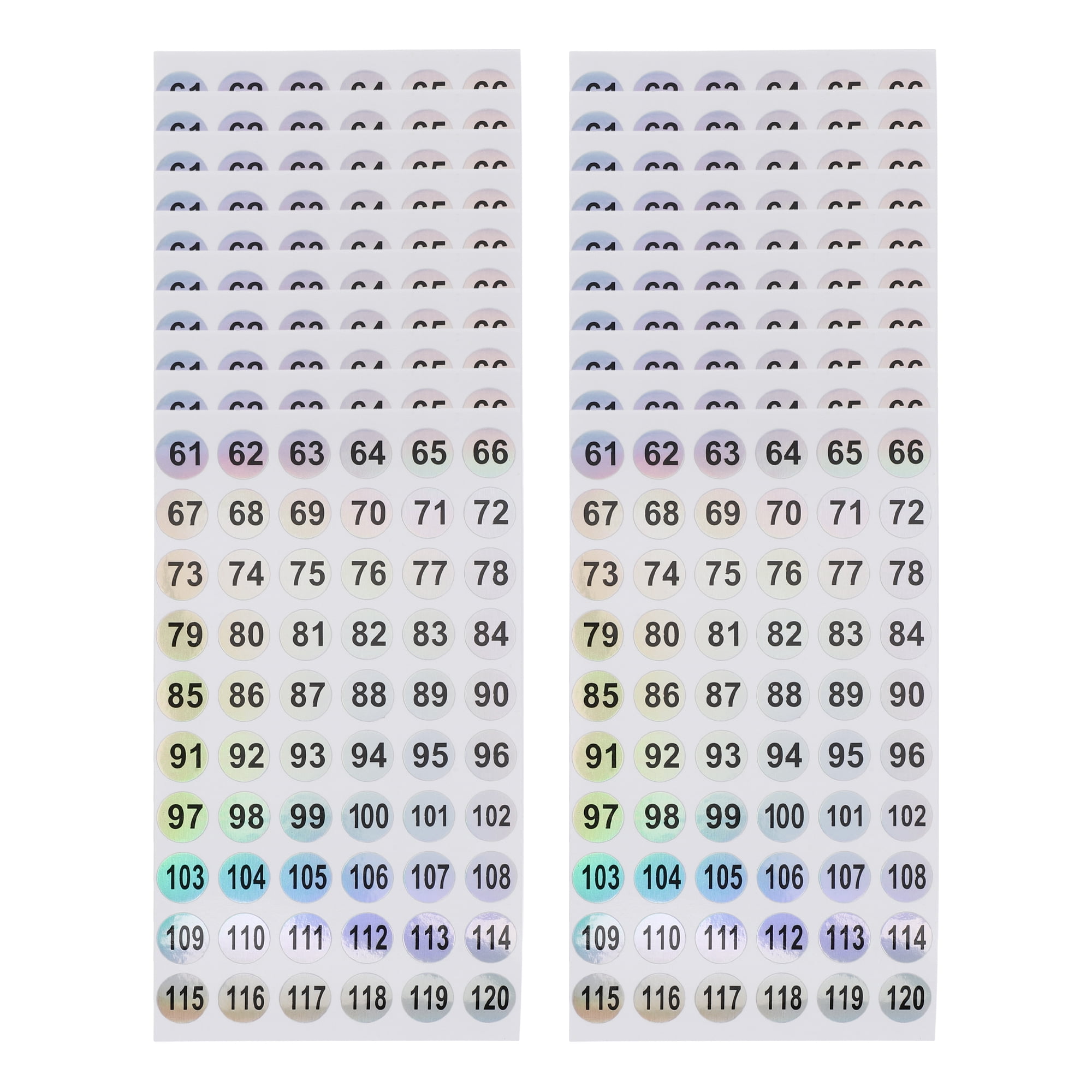 Unique Bargains Consecutive Numbers Gift Stickers 0.39"x0.39" 20Pcs Colorful (61-120)