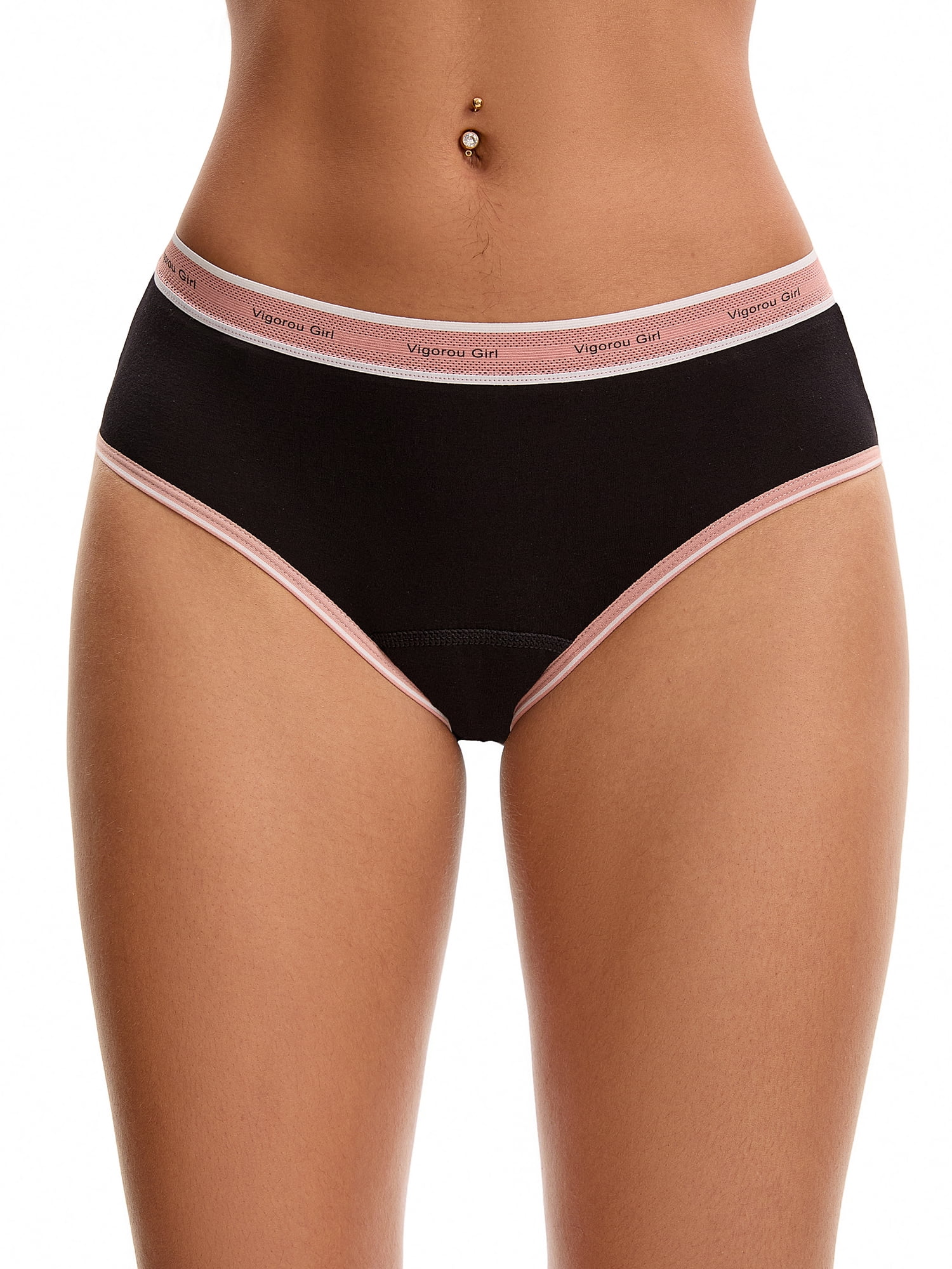 Unique Bargains Contrast Binding  Mid Rise Leak Proof Briefs 2XL Pink