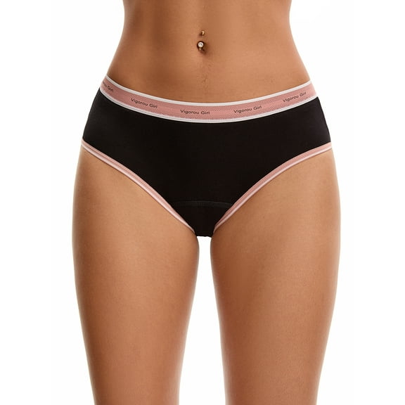 Unique Bargains Contrast Binding Mid Rise Leak Proof Briefs L Pink