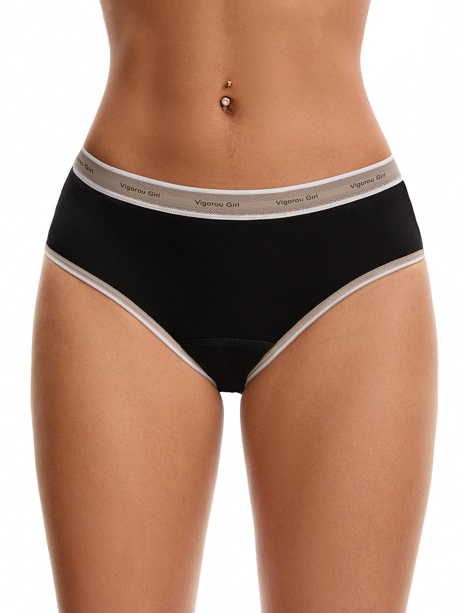 Unique Bargains Contrast Binding  Mid Rise Leak Proof Briefs M Beige