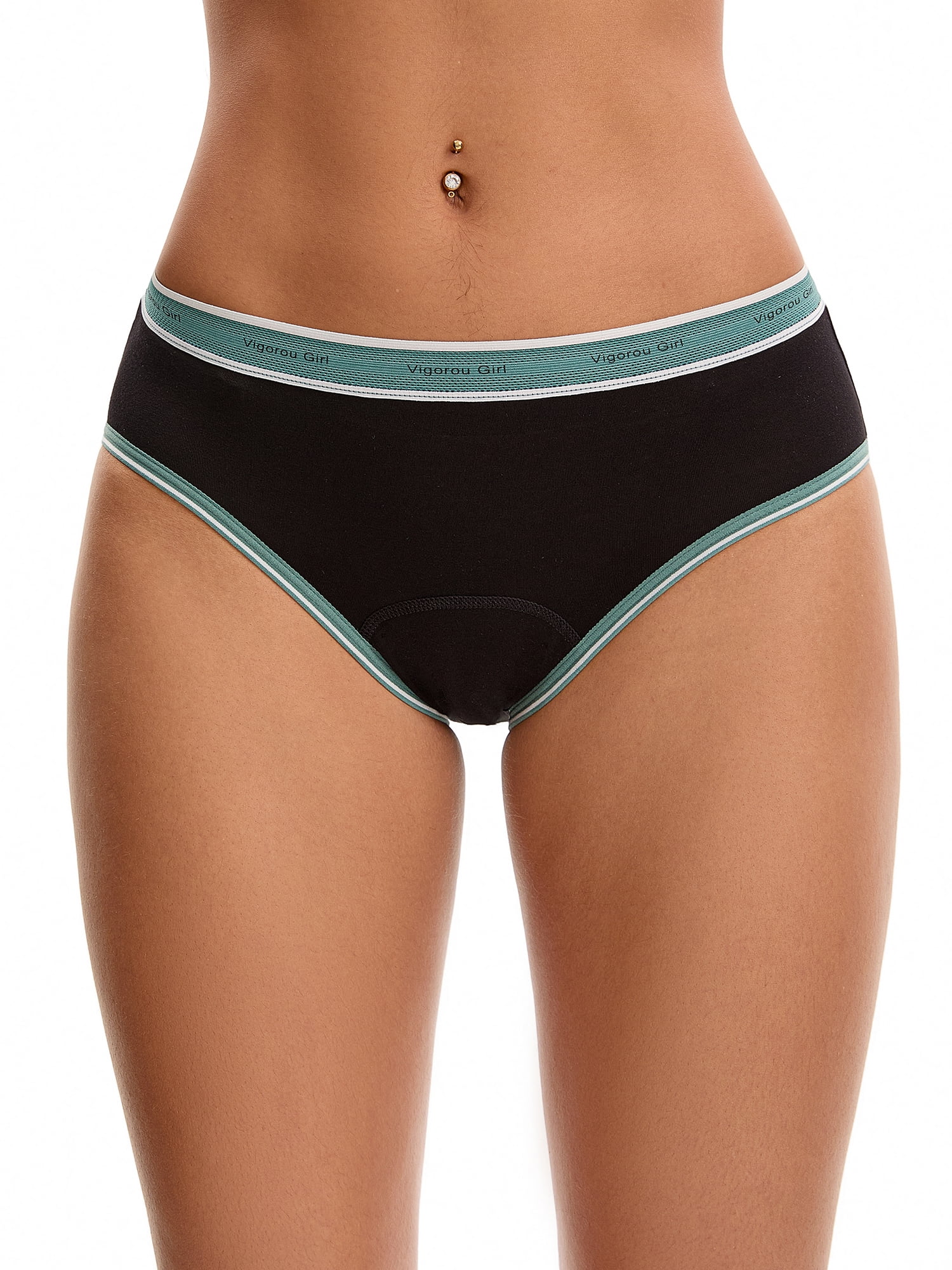 Unique Bargains Contrast Binding  Mid Rise Leak Proof Briefs M Green
