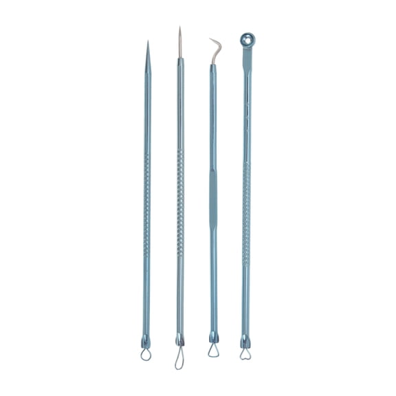 Unique Bargains Convenient Heart Pimple Extractor Kit 1 Set Blue