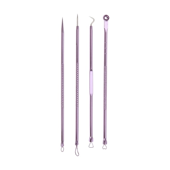 Unique Bargains Convenient Heart Pimple Extractor Kit 1 Set Purple